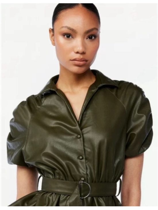 Scoop Tops - Scoop Women's Faux Leather Belted Peplum Top Women’s Size L (12/14) NWT